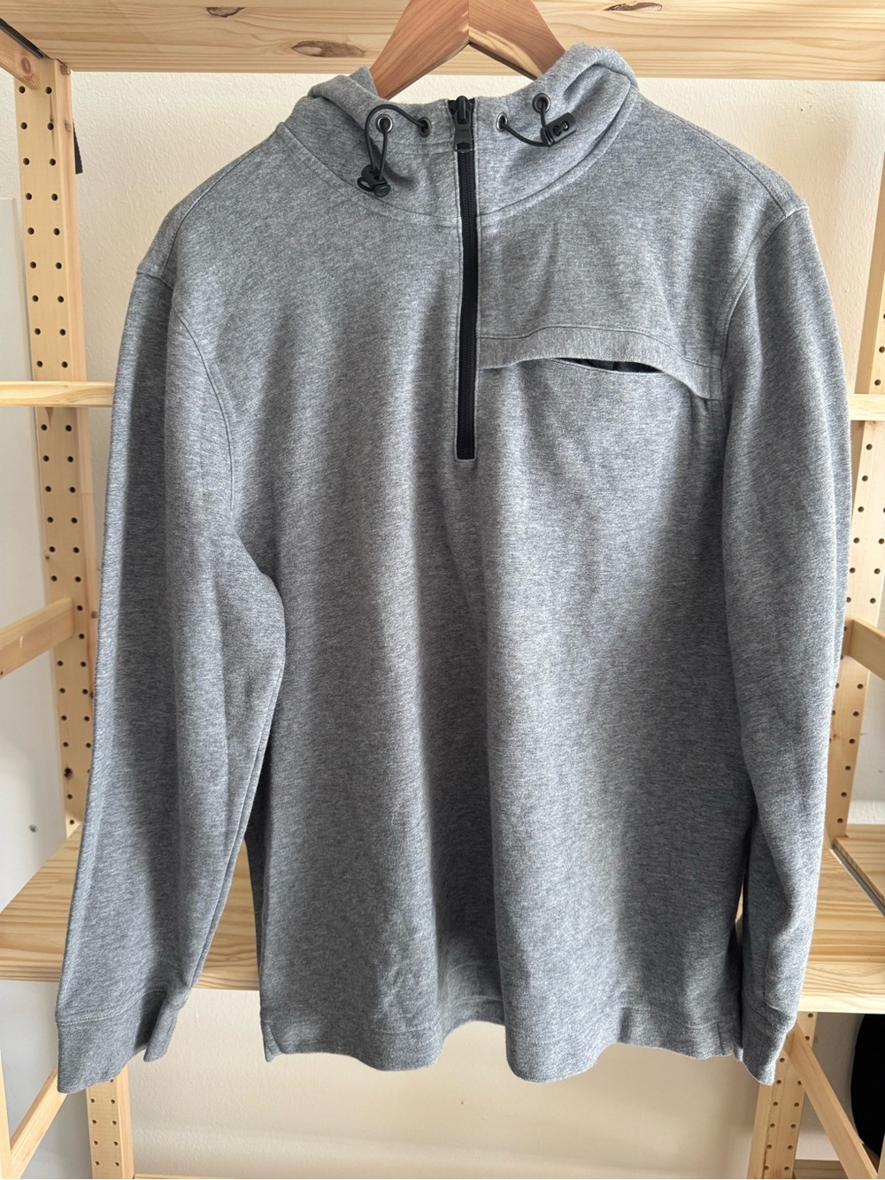 Banana Republic Gray Half-Zip Hooded Pullover